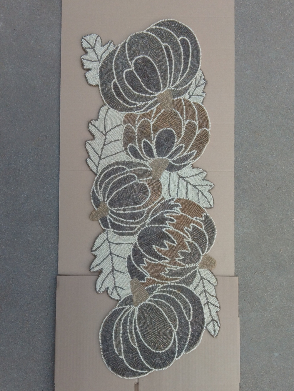 Beaded Hand Made Table Runner Centerpiece Fall Harvest Thanksgiving Pumpkins 36”
